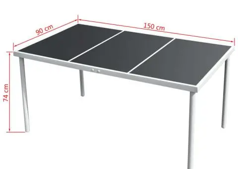 Set mobilier de exterior, 7 piese, negru, oțel - 5/5