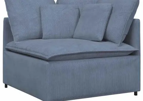 Canapea modulară cu taburet și perne, țesătură velur, albastru - 5/5