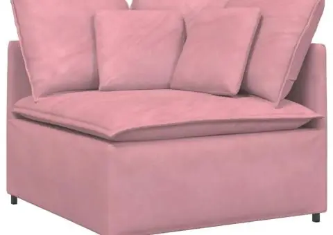 Canapea modulară cu taburet și perne, catifea, roz - 5/5