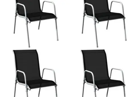 Set mobilier de exterior, 5 piese, negru, oțel - 5/5