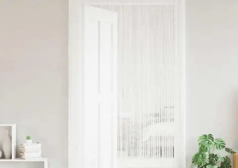 Draperii cu franjuri, 2 buc., 140 x 250 cm, alb - 2/5