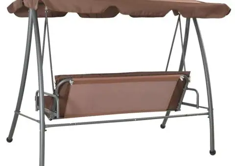 Balansoar de exterior cu copertină, cafeniu - 3/5