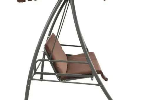 Balansoar de exterior cu copertină, cafeniu - 4/5