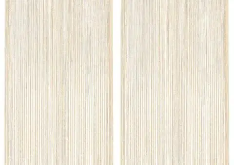 Draperii cu franjuri, 2 buc., 100 x 250 cm, crem - 1/5