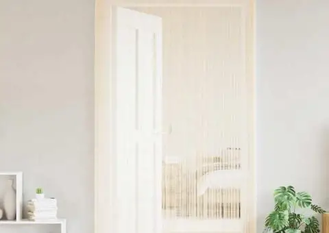 Draperii cu franjuri, 2 buc., 100 x 250 cm, crem - 2/5