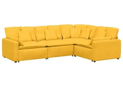 Canapea modulară cu perne, galben deschis, țesătură velur - 2/5