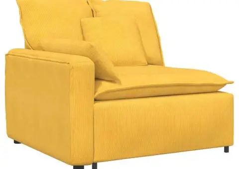 Canapea modulară cu perne, galben deschis, țesătură velur - 3/5