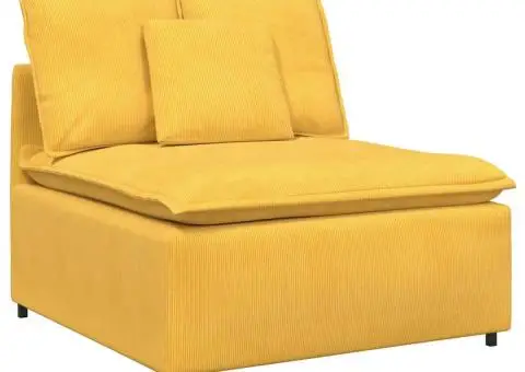 Canapea modulară cu perne, galben deschis, țesătură velur - 4/5
