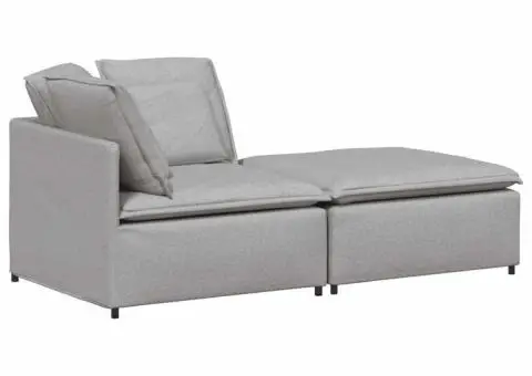 Canapea modulară cu taburet și perne, material textil, gri nor - 2/5