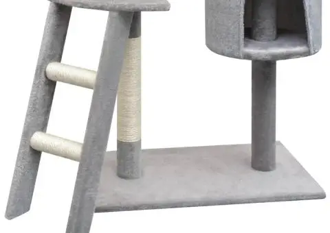 Ansamblu pisici, stâlpi cu funie de sisal, 150 cm, gri - 3/5
