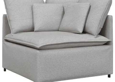 Canapea modulară cu taburet și perne, material textil, gri nor - 3/5