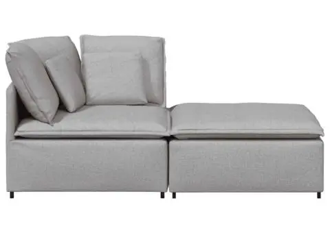 Canapea modulară cu taburet și perne, material textil, gri nor - 5/5