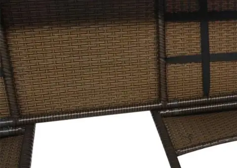 Canapea de grădină cu 2 locuri, măsuță de ceai, maro, poliratan - 4/5