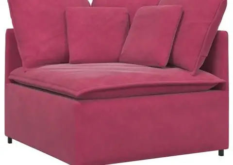Canapea modulară cu taburet și perne, catifea, roșu vin - 3/5
