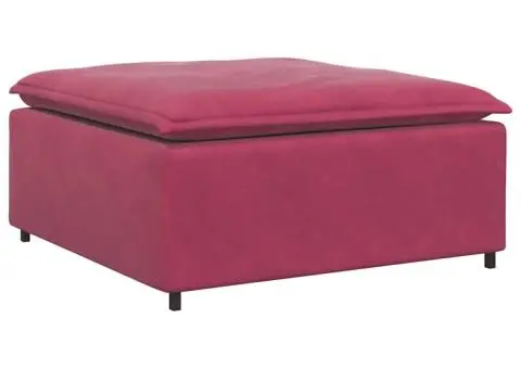 Canapea modulară cu taburet și perne, catifea, roșu vin - 5/5