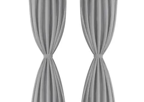 Draperii micro-satin cu bride 2 buc, 140 x 245 cm, gri - 2/4