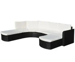 vidaXL Set mobilier de grădină cu perne, 4 piese, negru, poliratan