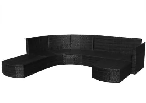 Set mobilier de grădină cu perne, 4 piese, negru, poliratan - 4/5