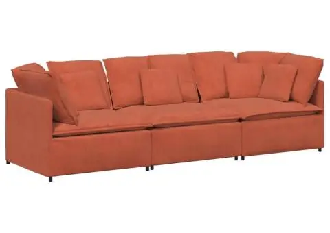 Canapea modulară cu perne, roșu portocaliu, țesătură velur - 2/5