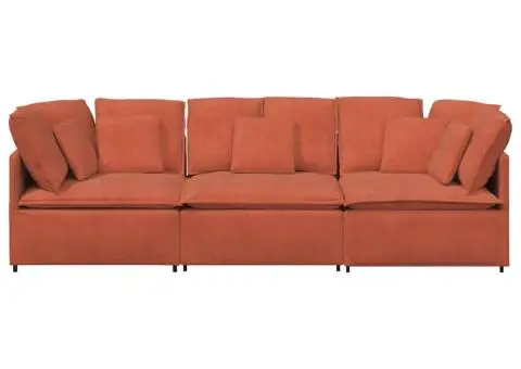 Canapea modulară cu perne, roșu portocaliu, țesătură velur - 5/5