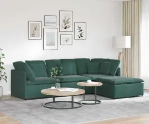 vidaXL Canapea modulară cu taburet și perne, catifea, verde închis