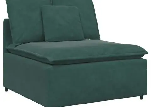 Canapea modulară cu taburet și perne, catifea, verde închis - 4/5