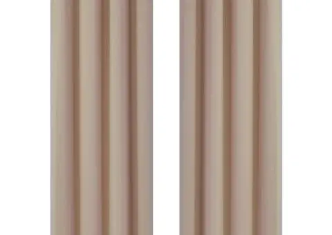 Draperii opace cu ocheți metalici, 2 buc, 135 x 175 cm, crem - 1/4