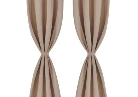 Draperii opace cu ocheți metalici, 2 buc, 135 x 175 cm, crem - 2/4