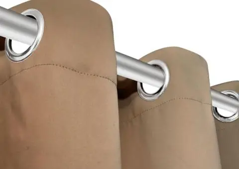 Draperii opace cu ocheți metalici, 2 buc, 135 x 175 cm, crem - 4/4