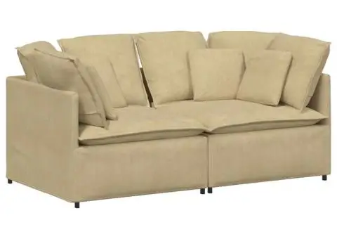 Canapea modulară cu perne, gri-verzui, țesătură velur - 2/5