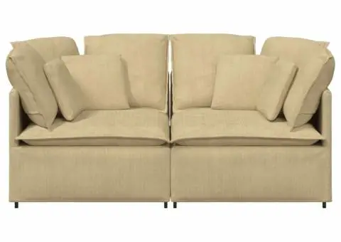 Canapea modulară cu perne, gri-verzui, țesătură velur - 4/5