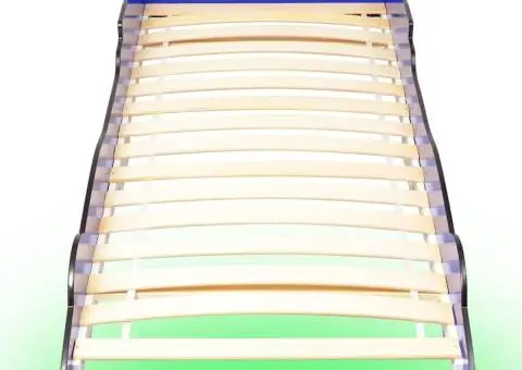 Pat copii mașină de curse, cu LED, 90 x 200 cm, albastru - 4/5