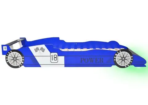 Pat copii mașină de curse, cu LED, 90 x 200 cm, albastru - 5/5