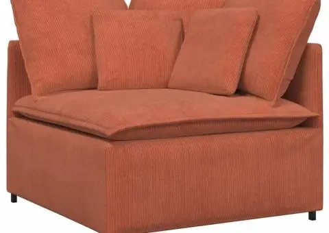 Canapea modulară cu taburet și perne, roșu portocaliu - 3/5