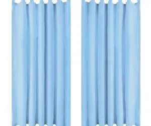 Draperii micro-satin cu bride, 2 buc, 140 x 225 cm, turcoaz