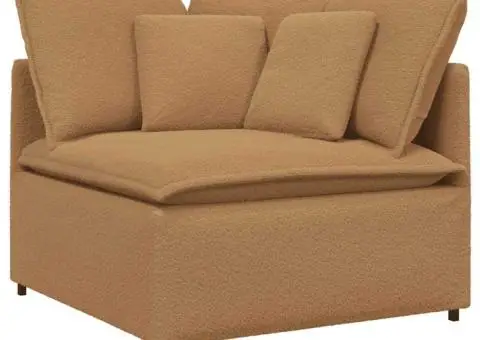 Canapea modulară cu taburet și perne, țesătură ondulată ca lână - 3/5