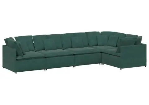 Canapea modulară cu perne, verde închis, catifea - 2/5