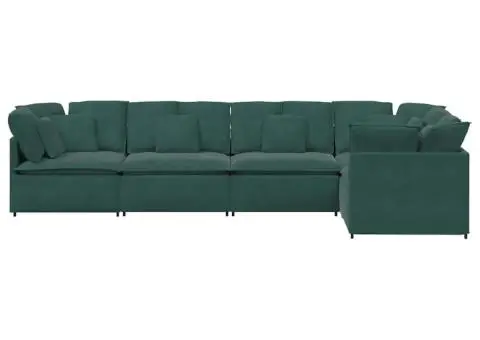Canapea modulară cu perne, verde închis, catifea - 5/5