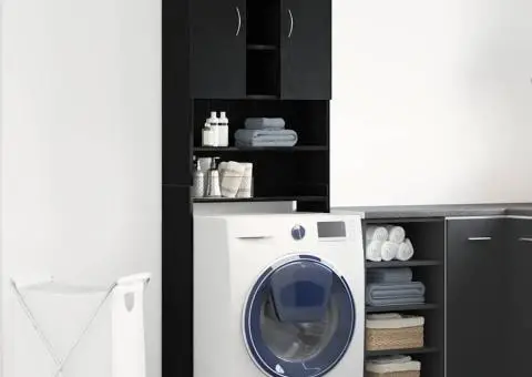 Dulap mașina de spălat, stejar negru, 64x25,5x190 cm - 1/5