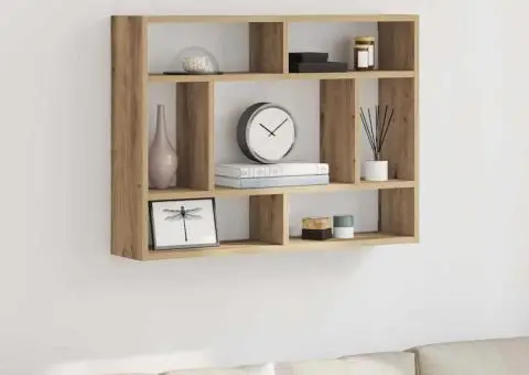 Raft de perete, stejar artizanal, 75x16x55 cm, lemn prelucrat - 3/5