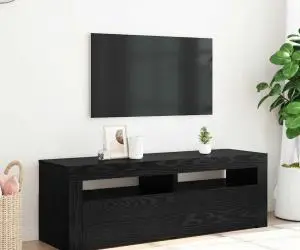 vidaXL Dulap TV cu LED stejar negru 120x35x40 cm lemn prelucrat