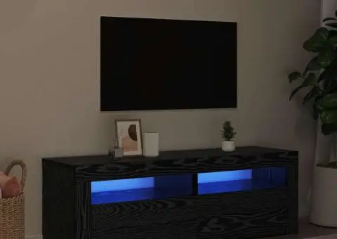 Dulap TV cu LED stejar negru 120x35x40 cm lemn prelucrat - 3/5