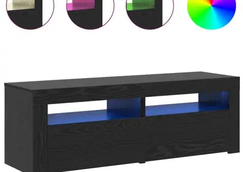 Dulap TV cu LED stejar negru 120x35x40 cm lemn prelucrat - 4/5