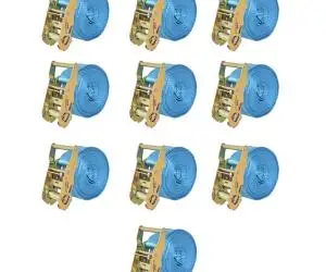 vidaXL Chingi fixare cu clichet, 10 buc, 2 tone, 6 m x 38 mm, albastru