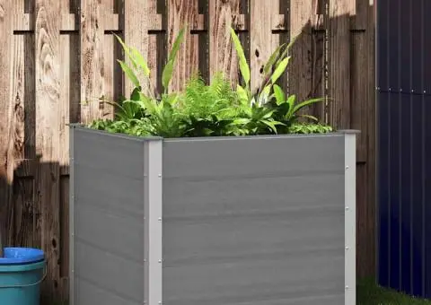 Strat înălțat de grădină, gri, 100 x 100 x 91 cm, WPC - 1/5