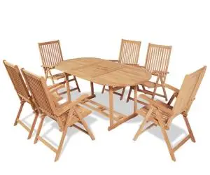 vidaXL Set mobilier exterior cu scaune pliabile 7 piese lemn tec masiv