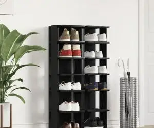 vidaXL Pantofare, 2 buc., stejar negru, 25x27x102 cm, lemn prelucrat