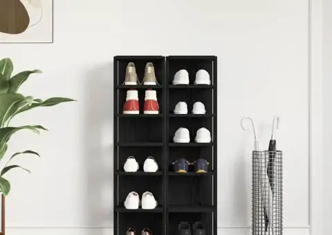 Pantofare, 2 buc., stejar negru, 25x27x102 cm, lemn prelucrat - 3/5