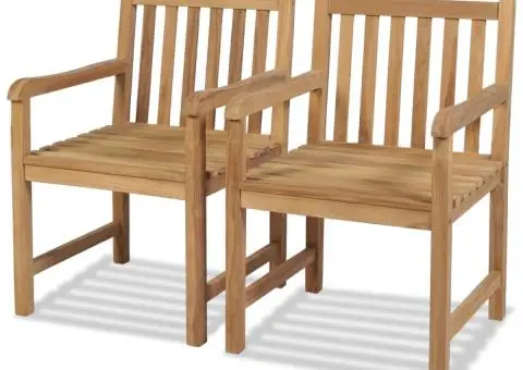 Scaune de exterior, 2 buc., lemn masiv de tec - 1/5