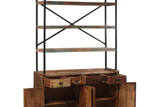 Servantă cu rafturi, 120x35x200 cm, lemn masiv reciclat - 2/5